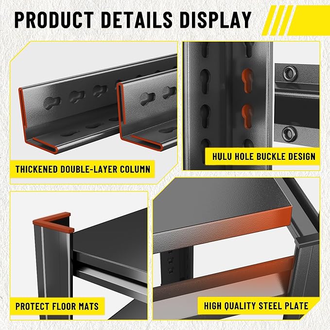 Over The Toilet Storage Shelf, Freestanding Metal Bathroom Shelf Organizer, Waterproof Rustproof Space Saver, Black，63''H×27.6''W×13.8''D