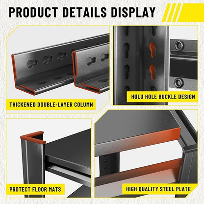 Over The Toilet Storage Shelf, Freestanding Metal Bathroom Shelf Organizer, Waterproof Rustproof Space Saver, Black，63''H×27.6''W×13.8''D