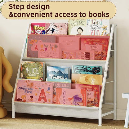 4-Tier Kids Bookshelf, Book Shelf for Kids Rooms,Book Rack for Kid with Four Deep Pockets,Nursery Bookshelves for Kid' Playroom, Toddler Bookshelf as a Children's Gift