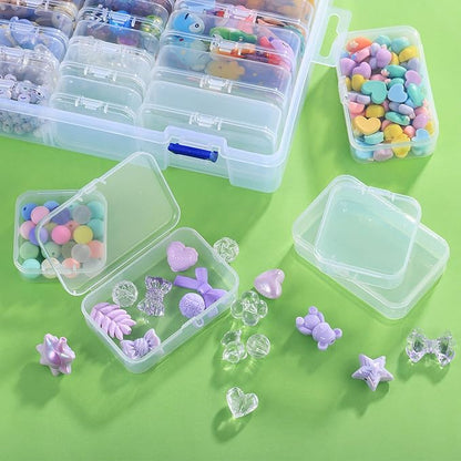 Funtopia Clear Bead Organizer Set, 30 Pcs Small Plastic Containers with Lids, 2 Sizes Rectangle Transparent Organizer Box for Arts Crafts, Jewelry, Diamonds, Screws, and Small Parts