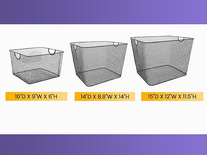 Ybm Home Household Wire Mesh Open Bin Shelf Storage Basket Organizer Black For Kitchen Pantry, Cabinet, Fruits, Vegetables, Pantry Items Toys 10” x 9” x 6”, 12-Pack, Black