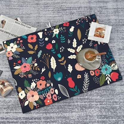 Colorful Flowers Black Dish Drying Mat 18x24 For Kitchen Counter Absorbent Microfiber Dishes Pad Dish Drainer Rack Mats Fast Dry Kitchen Accessories