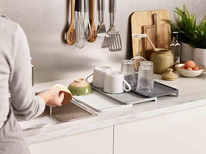 Joseph Joseph Tier Expandable Draining Board, Dish Rack Drainer, Plastic, Grey