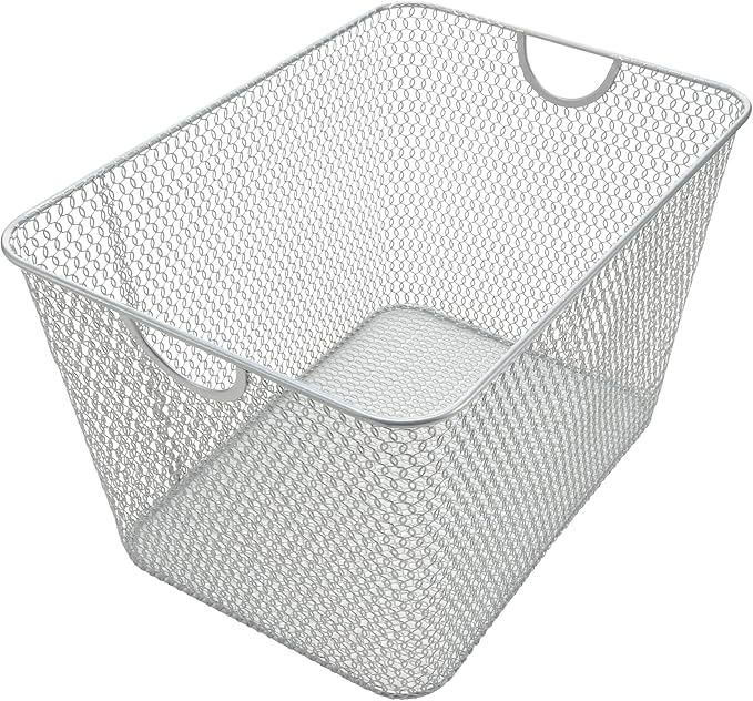 YBM HOME Kitchen Pantry Organizer Wire Basket for Shelves, Cabinets, Pantry, Countertop, Mesh Open Storage Bin Metal Basket for Organizing Food Supplies 14 x 10 x 9, Silver