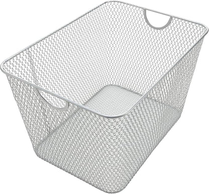 YBM HOME Kitchen Pantry Organizer Wire Basket for Shelves, Cabinets, Pantry, Countertop, Mesh Open Storage Bin Metal Basket for Organizing Food Supplies 14 x 10 x 9, Silver