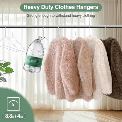 Wire Metal Hangers Bulk 100 Pack, Clothes Hangers Heavy Duty for Coats, Suits, Shirts, Pants, Skirts, Space Saving, Non Slip, Ultra Thin, 16 Inch, White