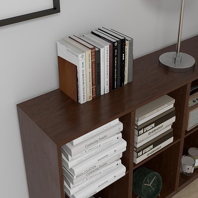 Walnut Wood Book Ends for Shelves - Hand Polished Edges, Non-Skid Bookends for Heavy Duty Book Holders Office Desk Shelves Decorative Book Organizer, 6.69"H x 4.72"W x 3.94"L (1 Pairs)