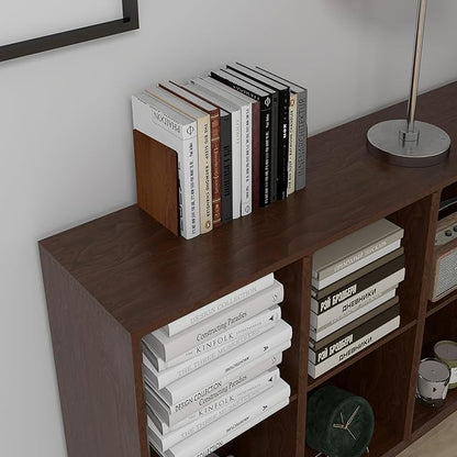 Walnut Wood Book Ends for Shelves - Hand Polished Edges, Non-Skid Bookends for Heavy Duty Book Holders Office Desk Shelves Decorative Book Organizer, 6.69"H x 4.72"W x 3.94"L (3 Pairs)