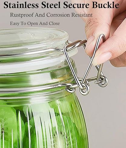 GMCOZY Glass Jars With Airtight Lid 24 Oz Wide Mouth Mason Storage Jars Air Tight Sealed Canisters With Clamp Lids For Refrigerator Kitchen Pantry Fruit Sugar Nuts Preserves Tea Coffee Beans 2 Set
