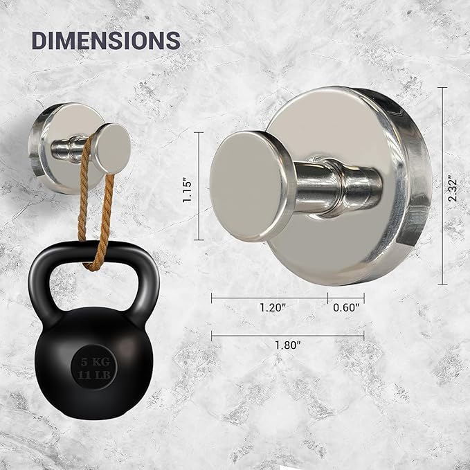 Welsa Suction Cup Hooks for Shower - 2 Pack, Chrome - Stainless Steel, Strong Suction, No Drill, Removable Hanger, Tile Bathroom Kitchen Wall, Glass Door, Mirror Hook Hanging Robe, Towel Holder