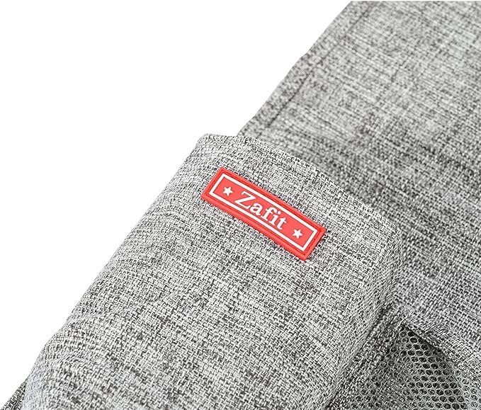 Zafit Linen Bedside Caddy, Bedside Storage Organizer for Hospital Beds, College Dorm Rooms or Baby Bed (5 Pockets-Grey)