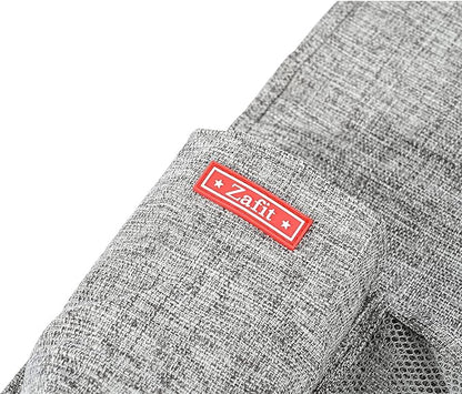 Zafit Linen Bedside Caddy, Bedside Storage Organizer for Hospital Beds, College Dorm Rooms or Baby Bed (5 Pockets-Grey)