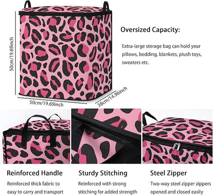 Large Comforter Storage Bag with Zipper,Closet Organizer for Clothes/Blankets/Quilts/Pillows,Fabric Storage Bags with Portable Handles 95L(2-Pack)