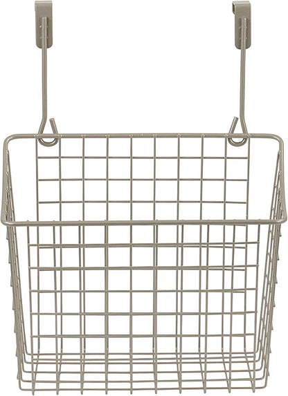 Spectrum Grid Over The Cabinet Wire Storage Basket Large (Satin Nickel Powder Coat) - Organizer for Bathroom, Kitchen, Under Sink, Pantry, Hair Tools, & More (Pack of 2)