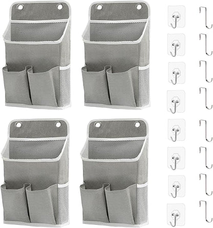 Hanging Basket for Organizing, Wall Organizer with Pockets and Over The Door Organizer，Can for Home, Closet, Office and Camper (4 Grey)