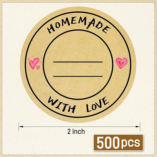 Jam and Jelly Jar Canning Labels for Mason Jars and More(2" Round 500/roll) with Lines for Writing- Jar Labels Jam, Jelly, and More