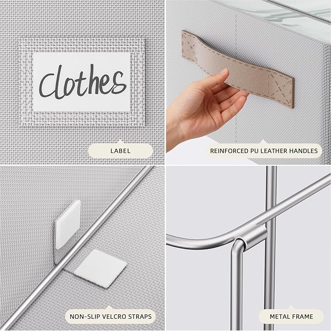 CYhom Underbed Storage Bins With Metal Frame, 10" High Under Bed Storage Containers, Large Capacity Under Bed Organizer Boxes (Grey, 23.6” L x 11.8” W x 10” H)
