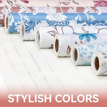 RAY STAR Shelf Liner, Non Adhesive Vintage Navy Blue Floral Kitchen Cabinet Liner for Pantry Drawer, Strong Grip Non Slip, Shelf Liners for Kitchen Cabinets Cupboard 12 Inch x 20 FT