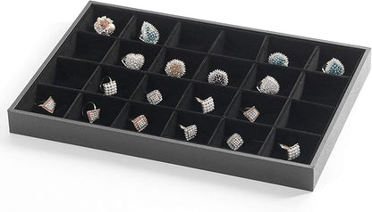 Stratalife Stackable Jewelry Tray 24 Grid Jewelry Organizer Tray Removable Jewelry Display Drawer Organizer Case Storage Showcase for Drawer (24 Grid)