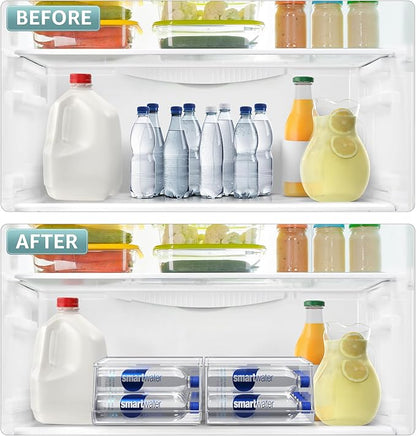 Sorbus Water Bottle Organizer for Fridge with Lid – Holds 9 Bottles – Stackable Drink Organizer for Refrigerator, Pantry, or Countertop – Clear BPA-Free Plastic Bottle Storage Holder (4 Pack)