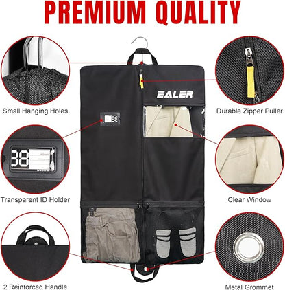 Ealer HAG301 Hockey Individual Garment Bag, Heavy Duty Hanging Travel Bag - Black Suit Bag