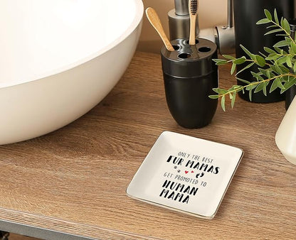 New Mom Gift-Only the Best Fur Mamas Get Promoted to Human Mama-Mum to Be-Pregnancy Announcement Presents-Baby Reveal Gifts for First Time Mother-Ceramic Jewelry Holder Ring Dish Trinket Tray