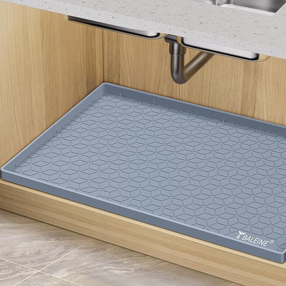BALEINE 34''×22'' Under Sink Mat, Waterproof Food Grade Silicone Undersink Mat, Cabinet Shelf Drip Tray, Under Sink Liner for Kitchen, Bathroom (Blue)