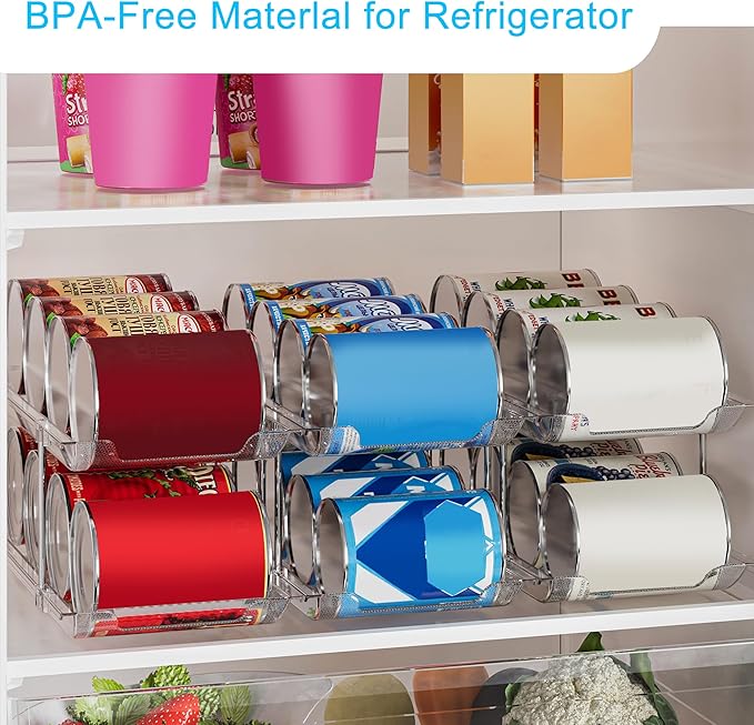 STORICANS Can Organizer For Pantry, Adjustable Height And Width Canned Goods Organizer, Soup Can Organizer Holds Up to 60 Cans for Kitchen Cabinet or Refrigerator(CLear 5 Tier)