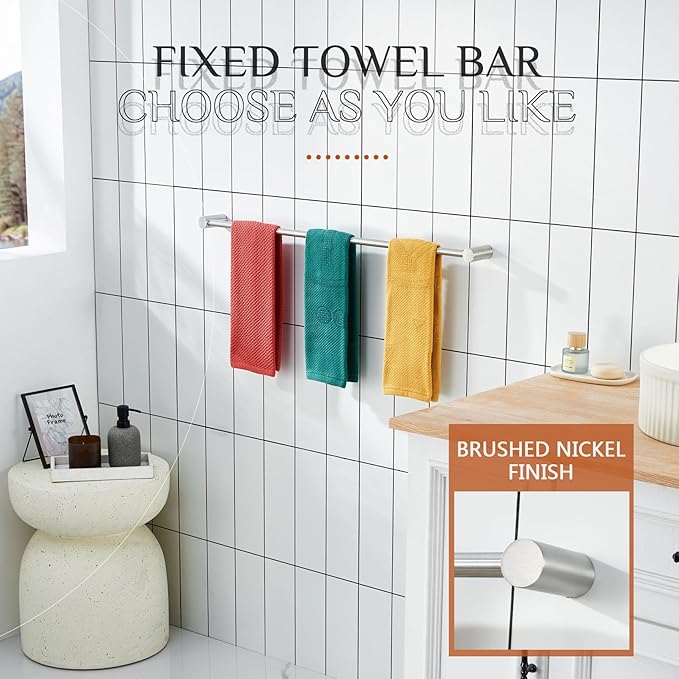 KOKOSIRI Bath Towel Bars Brushed Nickel Bathroom Towel Holder 32-Inch Wall Mounted Racks Bathroom Hardware Accessories Stainless Steel, B4007BR-L32