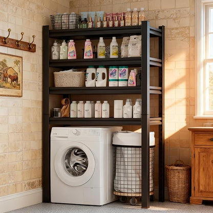Over The Washer and Dryer Storage Shelf, 4-Tier Heavy Duty Laundry Room Organizer Standing Shelf with Anti-Tip, Space Saving Rust Proof Shelving for Bathroom, Balcony (63" H*31.5" W*15.7" D)