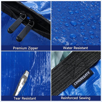 8 Heavy-Duty Moving Bags - Zinc alloy zippers, sturdy handles, durable, made of PE plastic - perfect for easy moving, dorm room, and home organization needs.