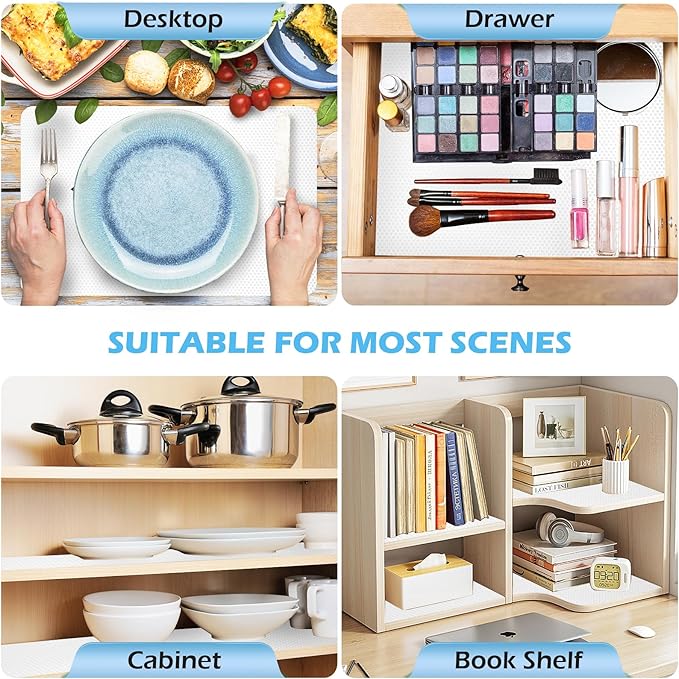 Drawer Liners, Waterproof Shelf Liner, Anti-Slip Non-Adhesive BPA Free Kitchen Cupboard Cabinet Liner Refridge Fridge Mats Sink Protector Strong Durable for Home (White/15.7in x 20Ft)