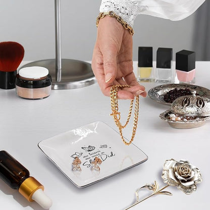 JRTW College Graduation Gifts Jewelry Tray, Inspirational Congratulations Gifts Ceramic Jewelry Dish Tray for Rings & Earring for Women, She Believed She Could So Did Ring Trinket Dish for Women