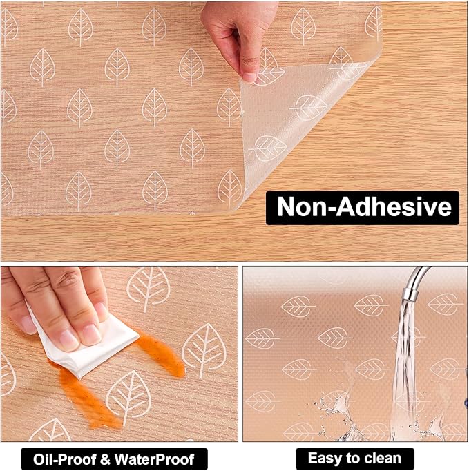 Cooyes Shelf Liner Drawer Liners, Shelf Liners for Kitchen Cabinets, Non-Adhesive Cabinet Liner, EVA Waterproof Non-Slip Refrigerator Liners for Kitchen Drawers（11.8" W x 118" L）