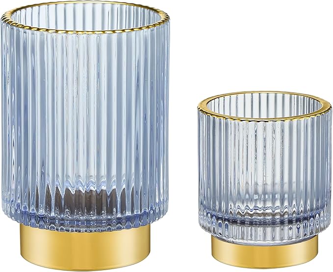 LEICURACE Makeup Brush Holder Organizer,Toothbrush Holders,Desk Pen Pencil Holder,Multifunctional Vintage Glass Brush Cup(A3-20-US)