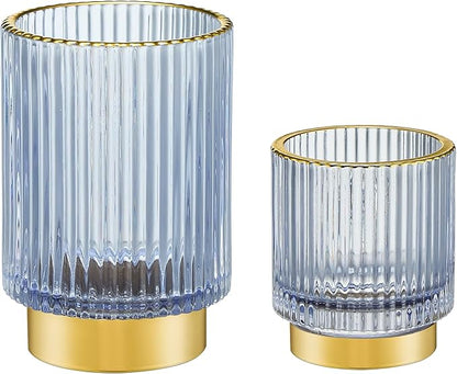 LEICURACE Makeup Brush Holder Organizer,Toothbrush Holders,Desk Pen Pencil Holder,Multifunctional Vintage Glass Brush Cup(A3-20-US)