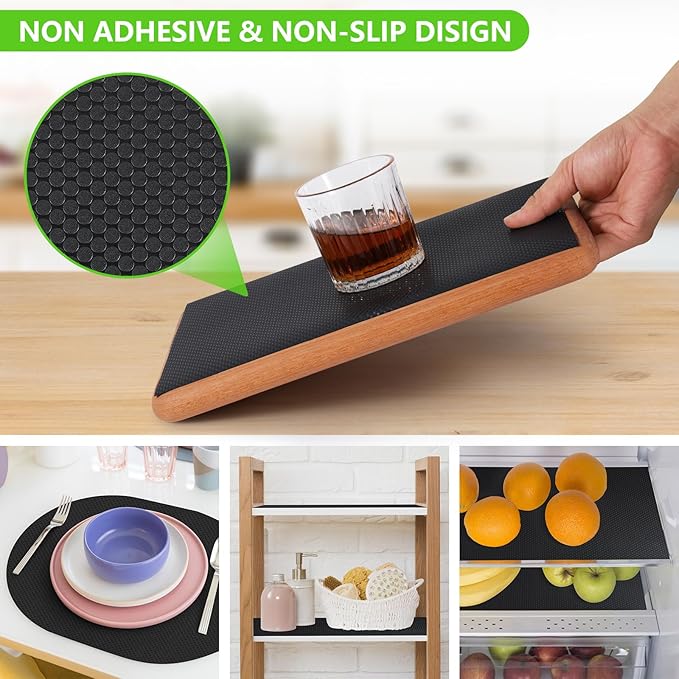 Black Shelf Liners for Kitchen Cabinets Non Adhesive Drawer Liner for Bathroom Waterproof Refrigerator Liners for Shelves Fridge Plastic Mats Cabinet Cupboard Liner 23.6 x 78.7 Inches