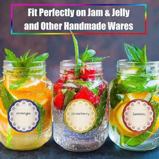 Outus 240 Pieces Canning Label Round Shaped Jar 2 Inch Mason Jar Lid Stickers Multicolored Meal Label for Food Container, Glass Bottle, Canned Supplies, Home and Kitchen Organization, School Class