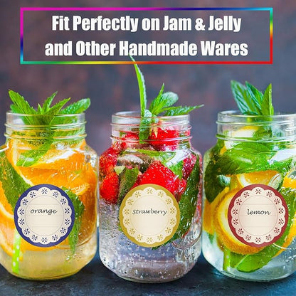 Outus 240 Pieces Canning Label Round Shaped Jar 2 Inch Mason Jar Lid Stickers Multicolored Meal Label for Food Container, Glass Bottle, Canned Supplies, Home and Kitchen Organization, School Class