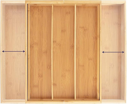 Totally Bamboo Expandable 5-Compartment Drawer Organizer, Expands from 13 to 22" Wide