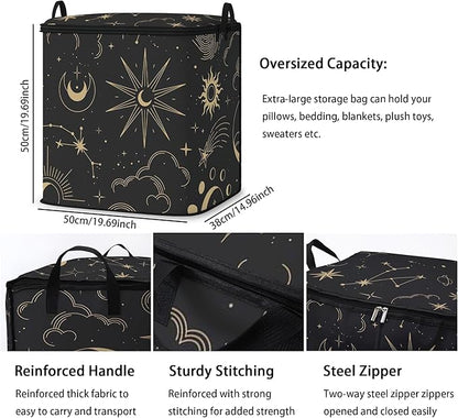 Large Comforter Storage Bag with Zipper,Closet Organizer for Clothes,Blankets,Quilts,Pillows,Fabric Storage Bags with Portable Handles 95L(2-Pack)