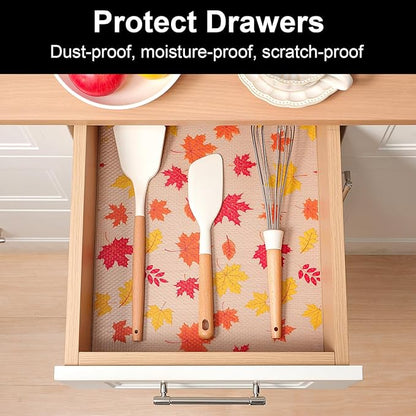 Cooyes Shelf Paper for Kitchen Cabinets Non Adhesive, Waterproof & Oil-Proof Kitchen Drawer Liner for Refrigerator Drawer Fridge Cupboard, (11.8 Inch W x 360 Inch L, Pumpkin Orange)
