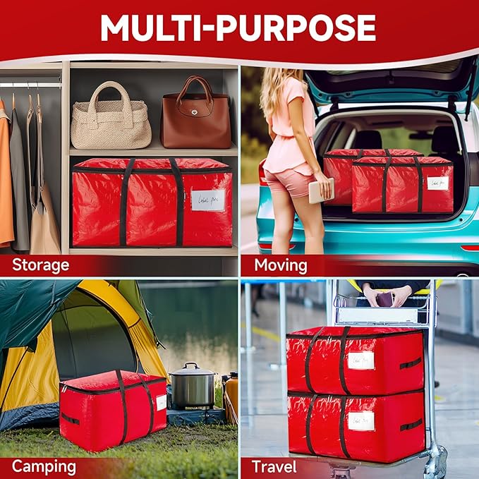 8-pack extra-large moving bags - zinc alloy zipper, webbing edging, sturdy handles, durable construction, PE plastic material, suitable for university dormitories and home organization.