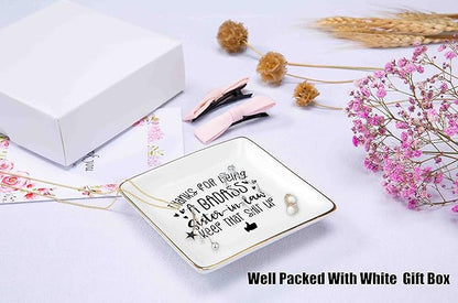 Topthink Thanks for Being Sister in Law - Christmas Birthday Mothers Day Gifts Women Thank You Gift Ceramic Jewelry Holder Ring Dish Trinket Tray