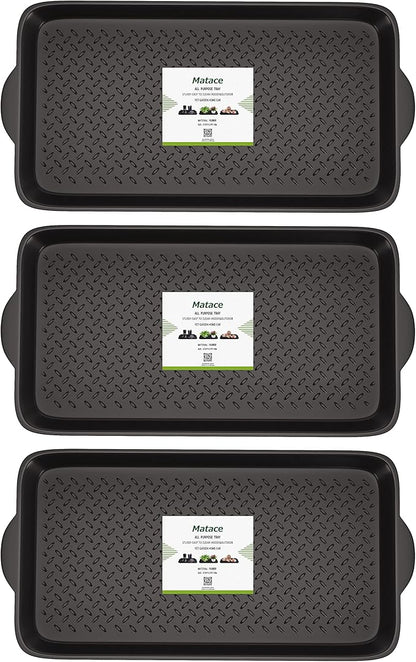 Matace 3 Pack Rubber Small Boot Tray for Entryway,Boot Mat,Shoe Tray,Shoe Mat for Indoor and Outdoor Use, 27.95"x 15.74" (Pack of 3)