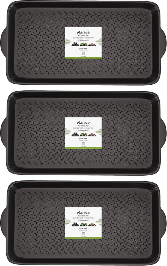 Matace 3 Pack Rubber Small Boot Tray for Entryway,Boot Mat,Shoe Tray,Shoe Mat for Indoor and Outdoor Use, 27.95"x 15.74" (Pack of 3)
