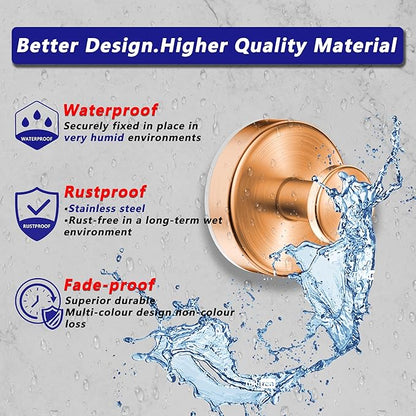 Epritliber Suction Cup Hooks for Shower,Wreath Hanger for Front Door,Removable No Drill Towel Loofah Hooks,Upgraded 15 lbs Strong Suction for Bathroom,Wall,Glass,Stainless Waterproof-Rose Gold 2 Pcs