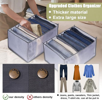TOOVREN Jeans Organizer 3PCS, Pants Organizer, Wardrobe Clothes Organizer, Drawer Organizers for Clothing, Mesh Clothes Organizer for Folded Clothes, Drawer Dividers for Clothes, Large Size,7 Grids