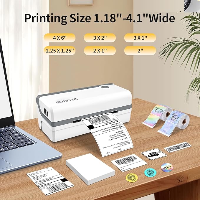 Rongta Bluetooth Thermal Shipping Label Printer, Wireless 4x6 Label Sticker Printer for Shipping Packages, Support Android, iPhone, Widely Used for Amazon, Ebay, Shopify, Etsy, UPS