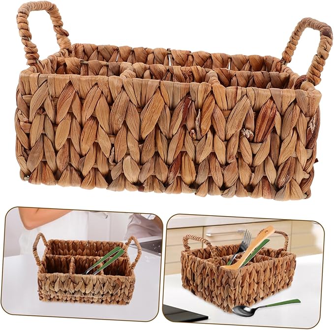 Alipis Organizing Pantry Baskets Woven Storage Holder for Cutlery Desktop Sundry Organizer Basket